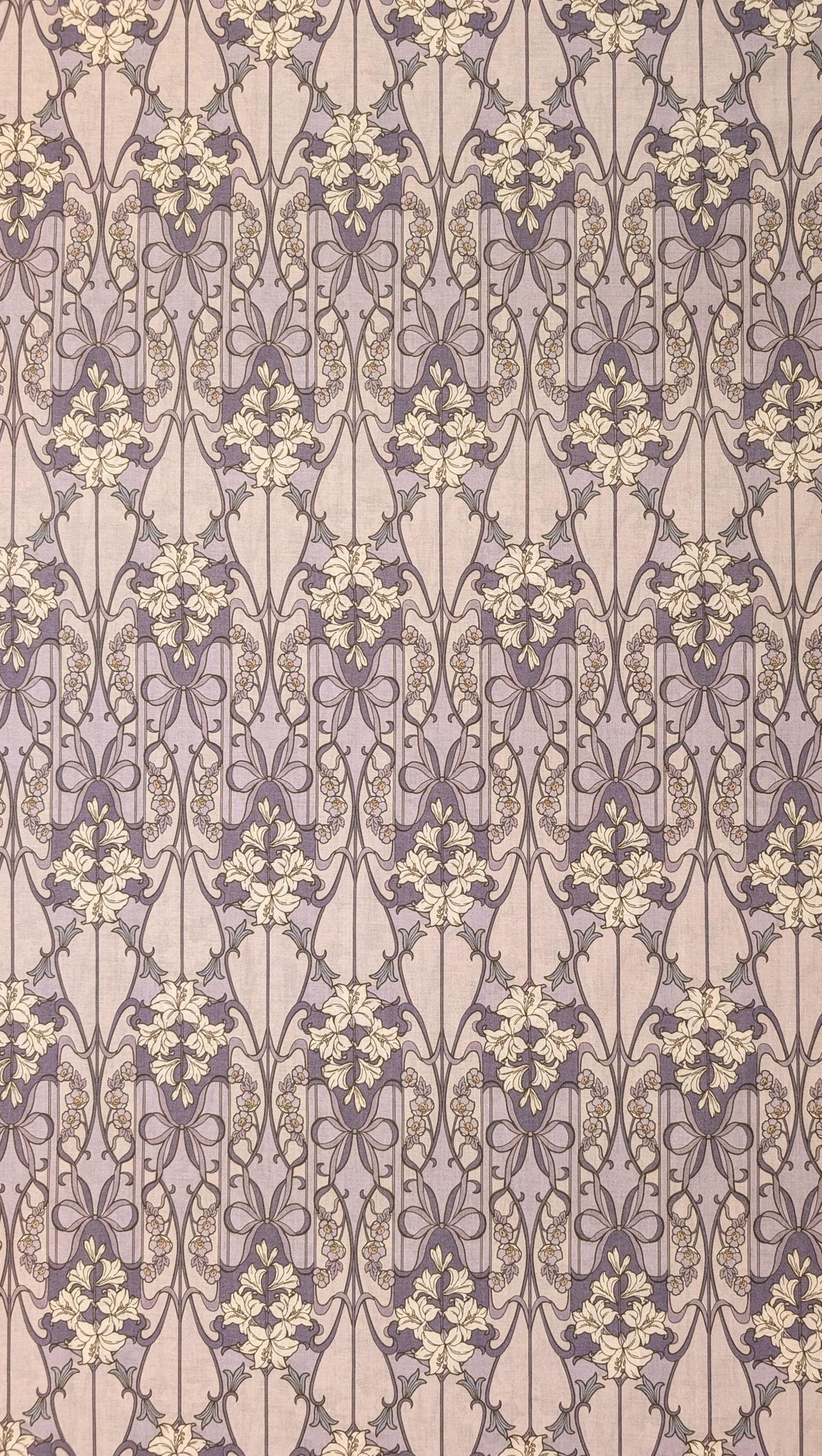 Hokkoh - Nouveau Flower Filigree Cotton Lawn - Purple