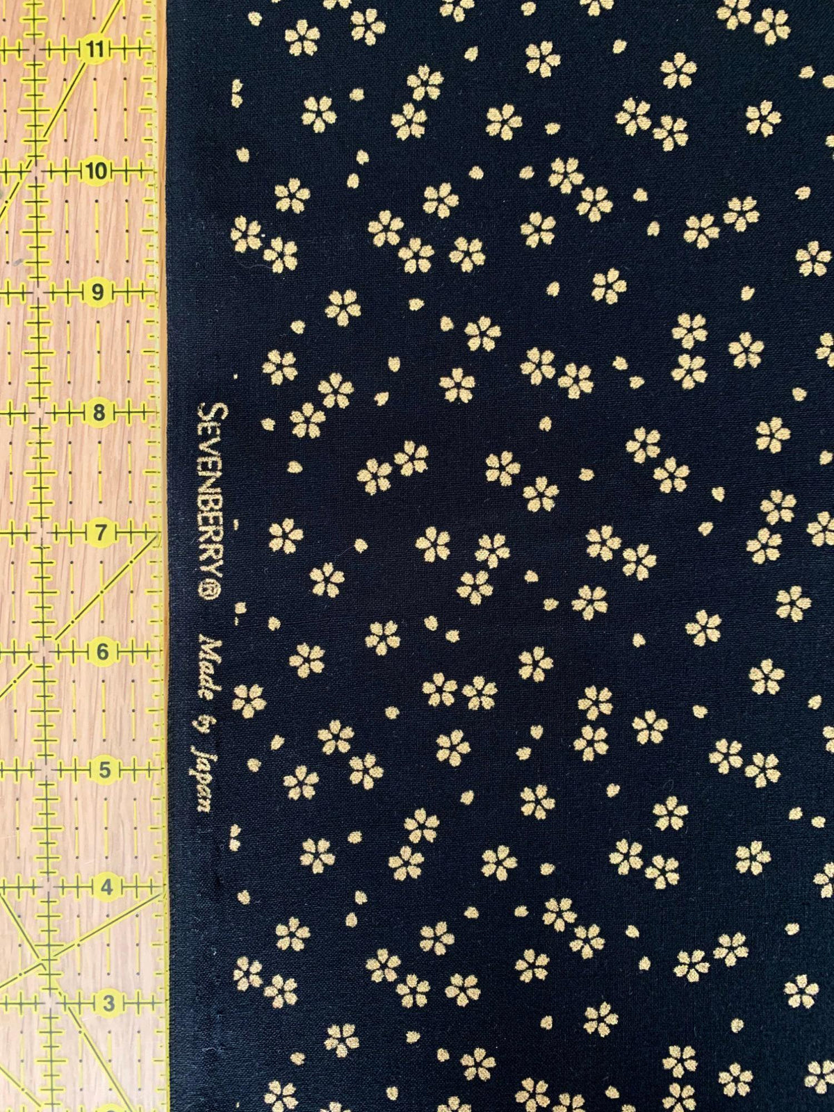 Sevenberry - Golden Cherry Blossoms Cotton Fabric - Black
