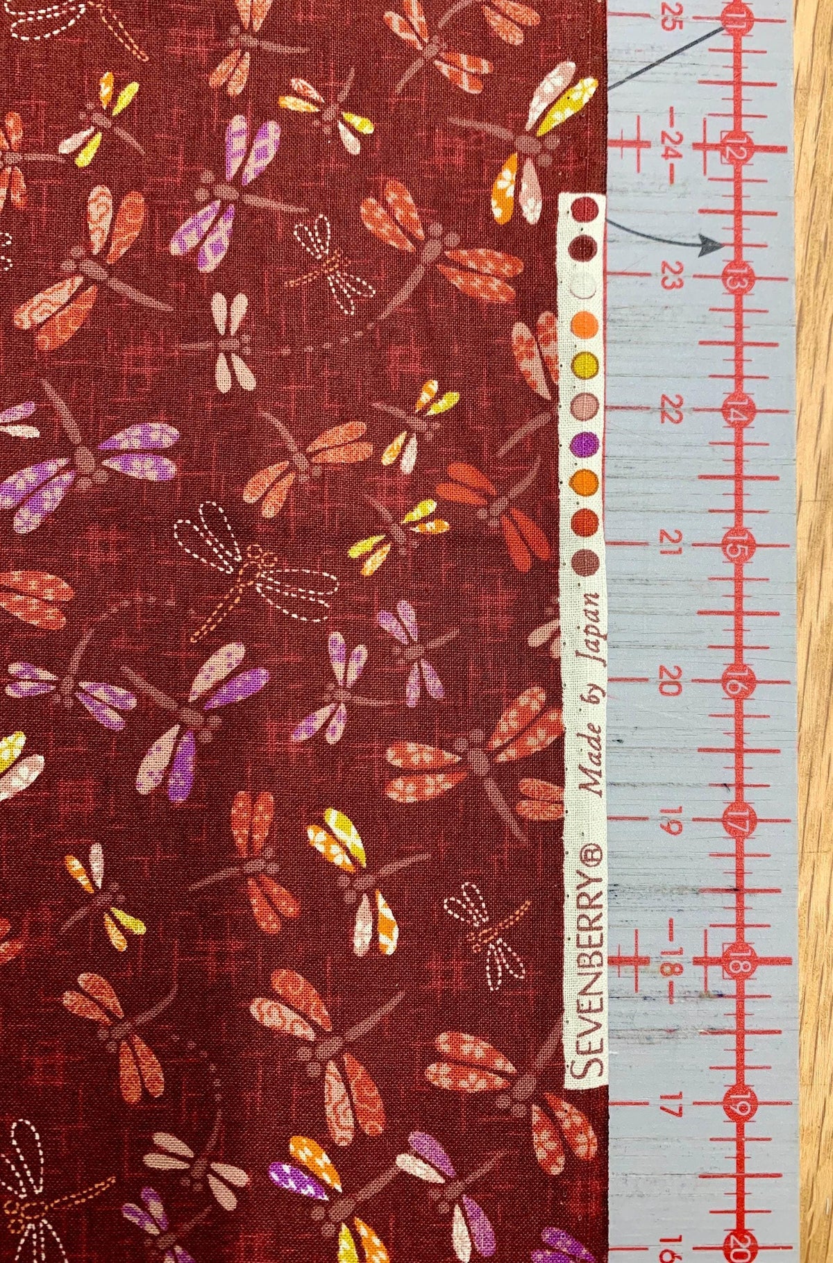 Sevenberry - Patchwork Dragonflies Cotton Fabric - Red