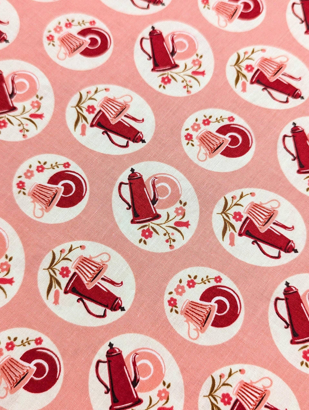 Kei - Tea Time and Flowers Cotton Fabric - Pink