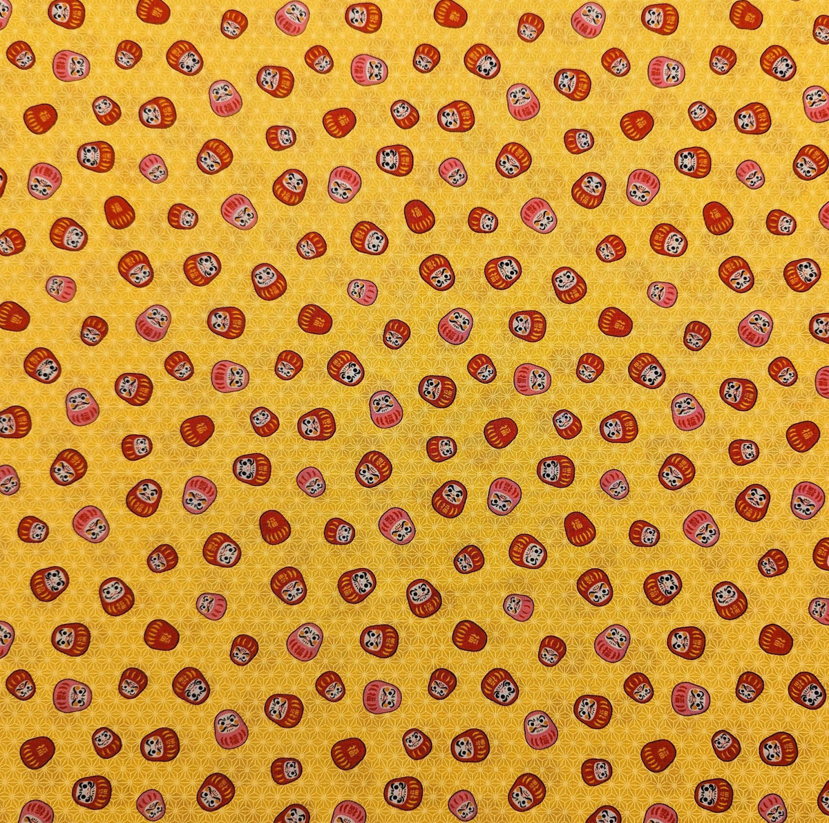 Naka - Tiny Daruma Cotton Fabric - Red and Pink