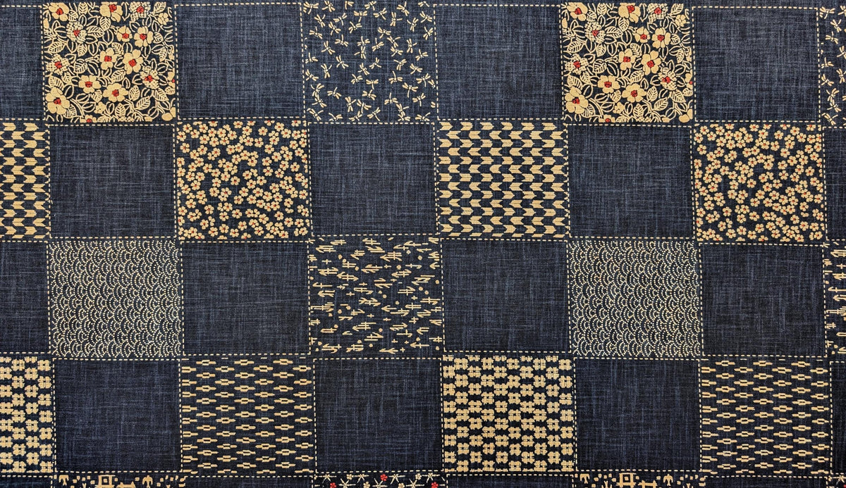 Traditional Patchwork hand stenciled Japanese cotton fabric KP7090-58 A - half yard