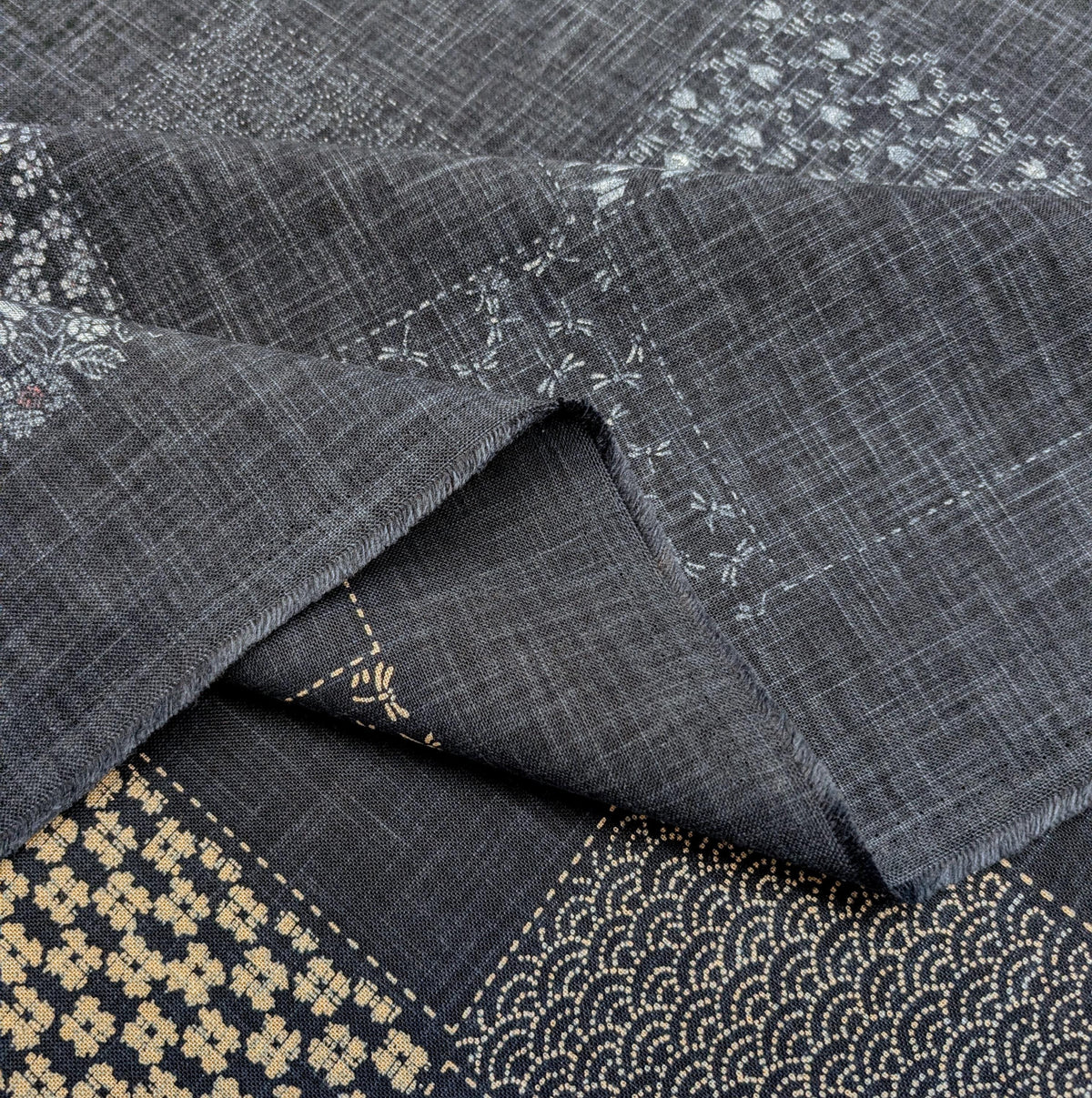 Traditional Patchwork hand stenciled Japanese cotton fabric KP7090-58 A - half yard