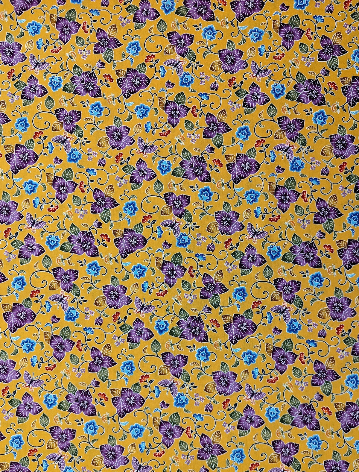 Cosmo - Tropical Bingata Flowers Cotton - Yellow