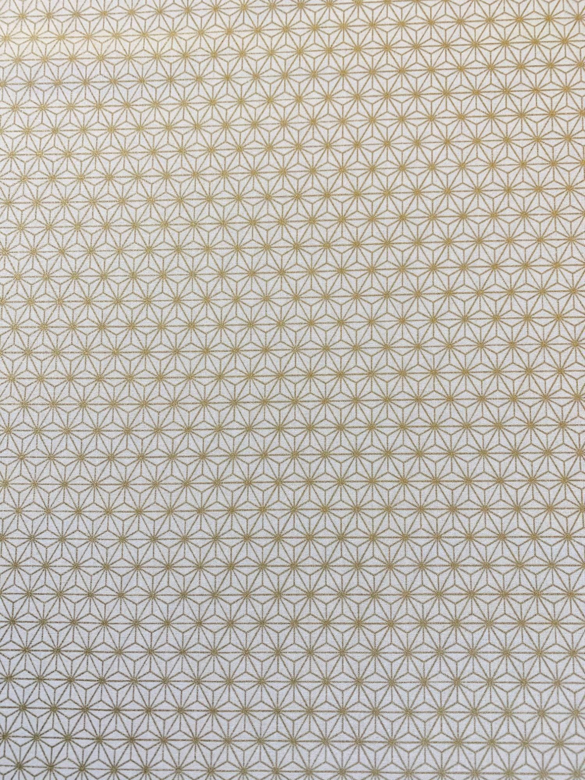 Sevenberry - Golden Asanoha Stars Cotton Fabric - White