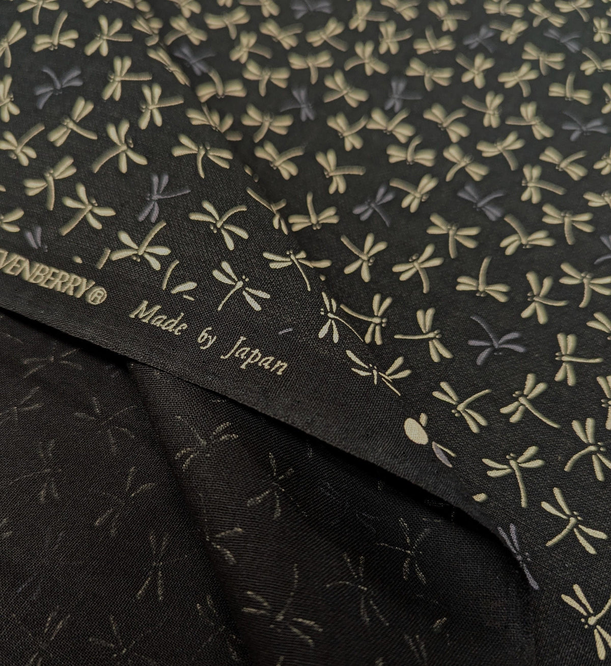 Sevenberry - Dragonflies in Black Cotton Fabric - Black