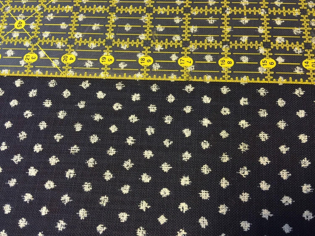 Sevenberry - Big Dot "Kasuri" Style Cotton Fabric - Navy Blue Beige