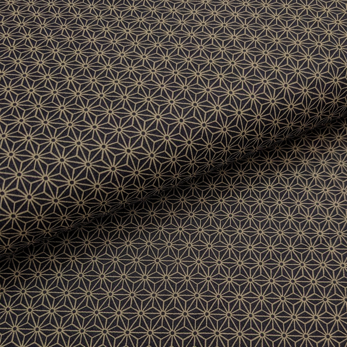 Sevenberry Small Asanoha stars in beige on Japanese cotton fabric 88222-2-15 black & gray