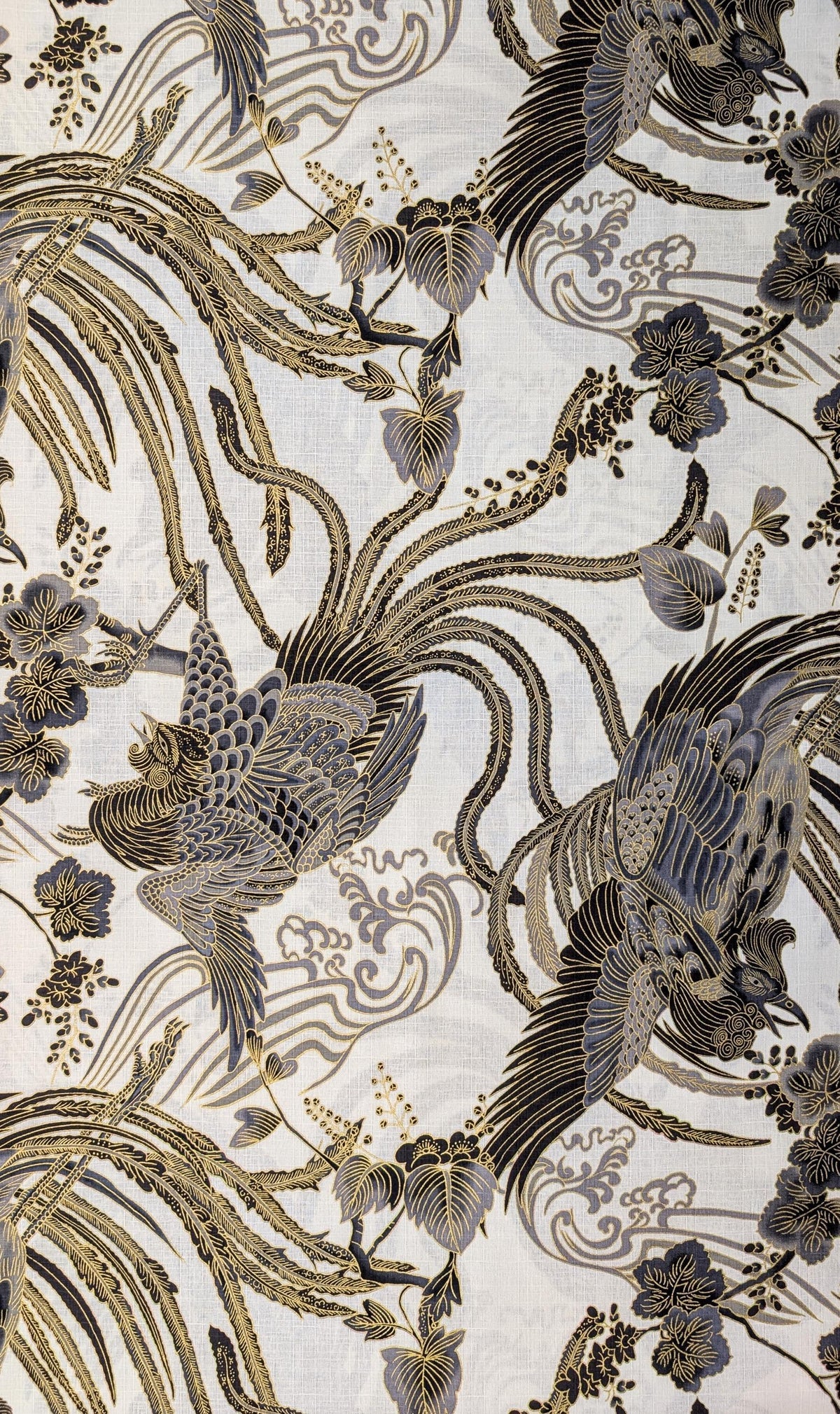 NEW Golden Phoenix Hokkoh Japanese cotton dobby fabric 1024-1110-1 A white