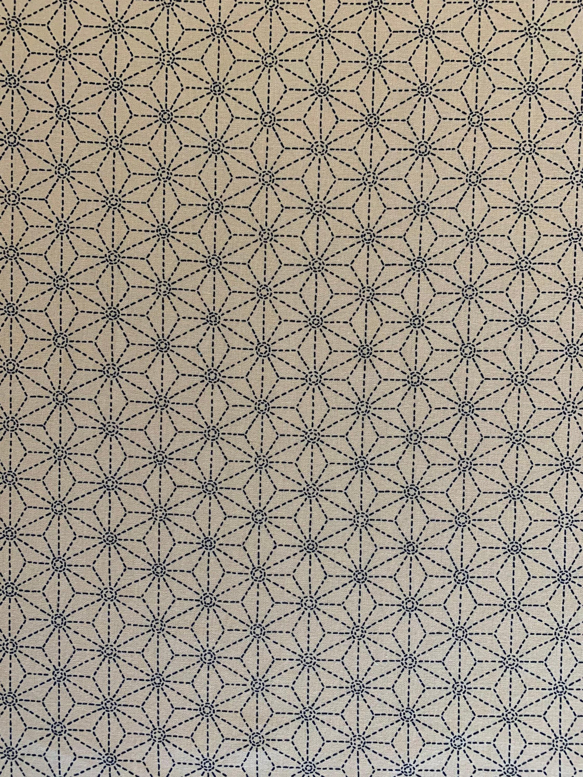 Sevenberry - Sashiko Asanoha Stars Cotton Fabric - Beige Blue