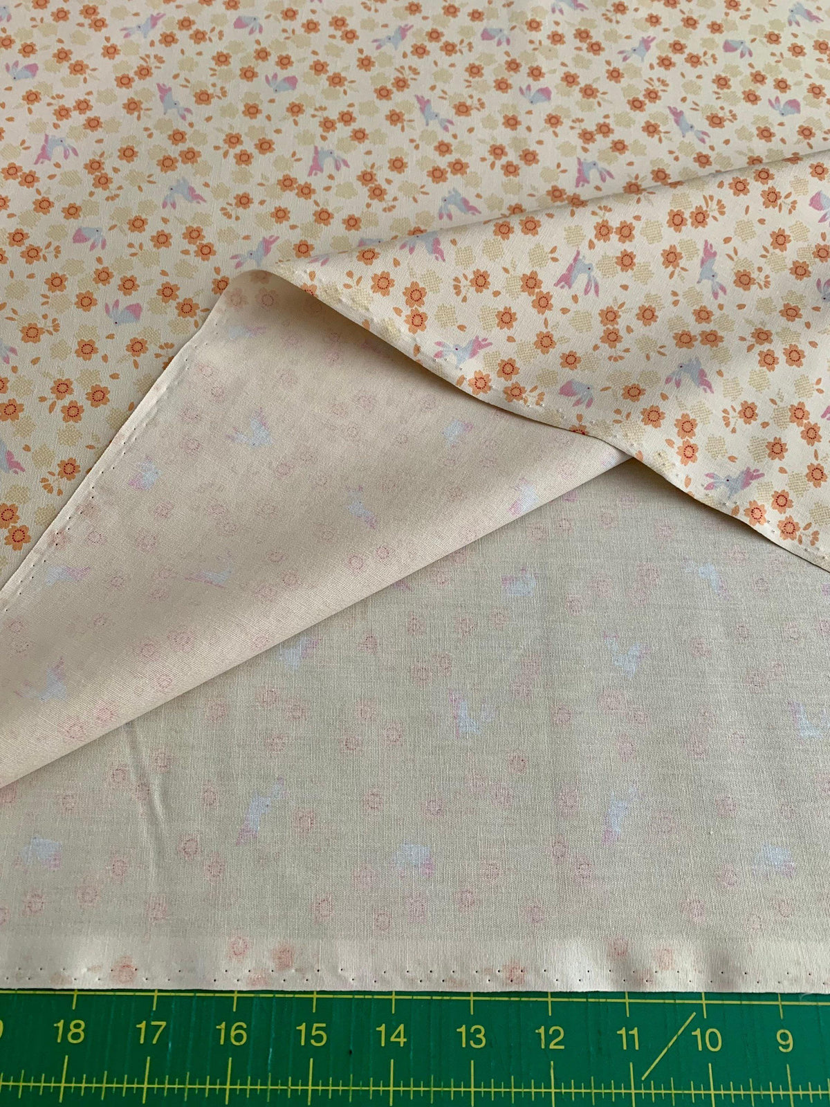 Rabbits and Cherry Blossoms Japanese cotton fabric 3060-27A cream