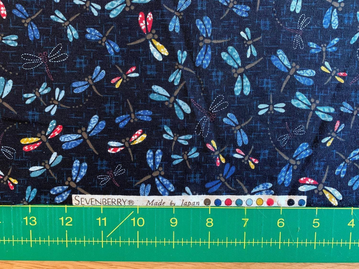 Sevenberry - Patchwork Dragonflies Cotton Fabric - Blue