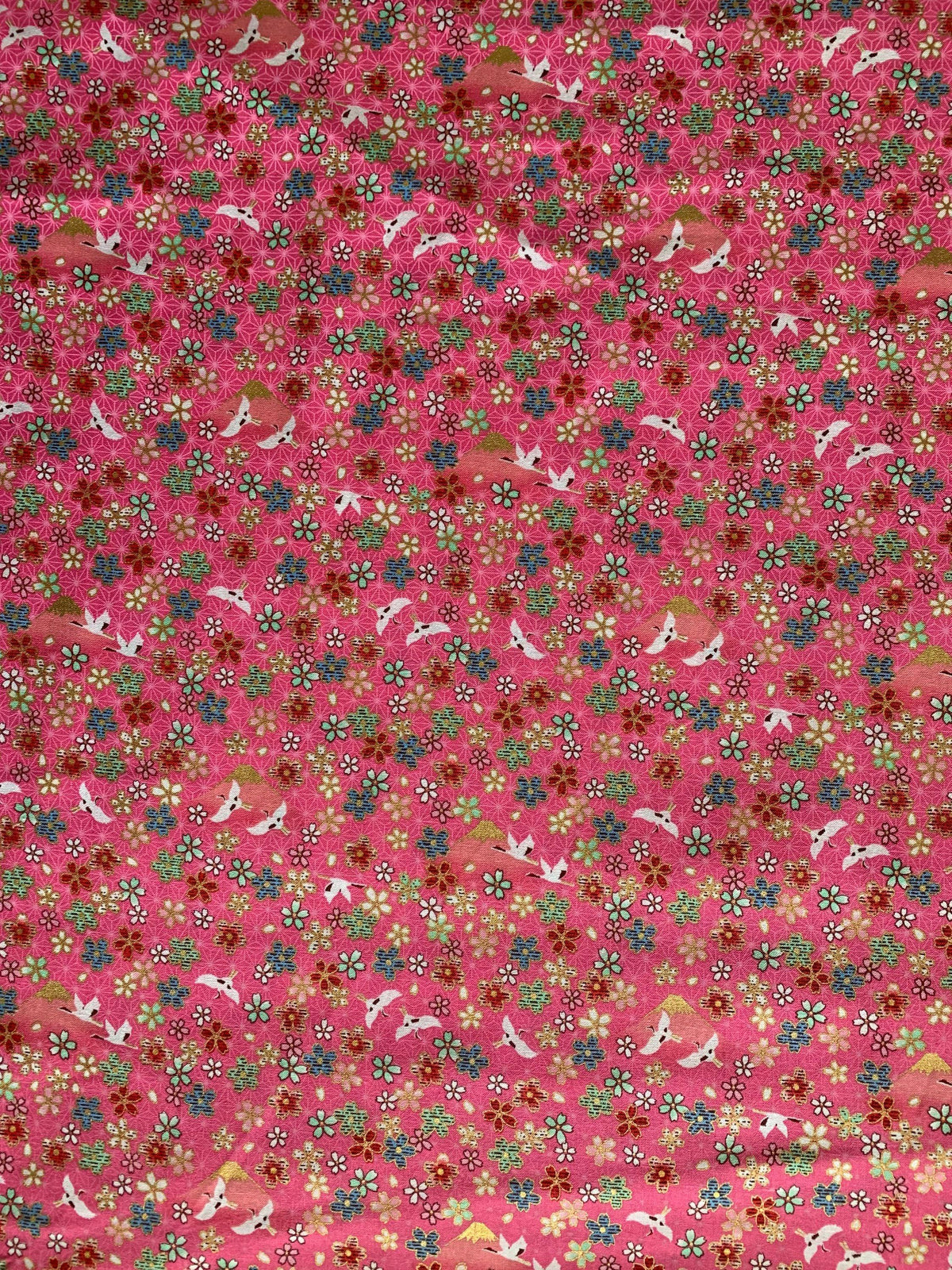 Cranes and Cherry Blossoms Japanese cotton fabric 2000-84C pink