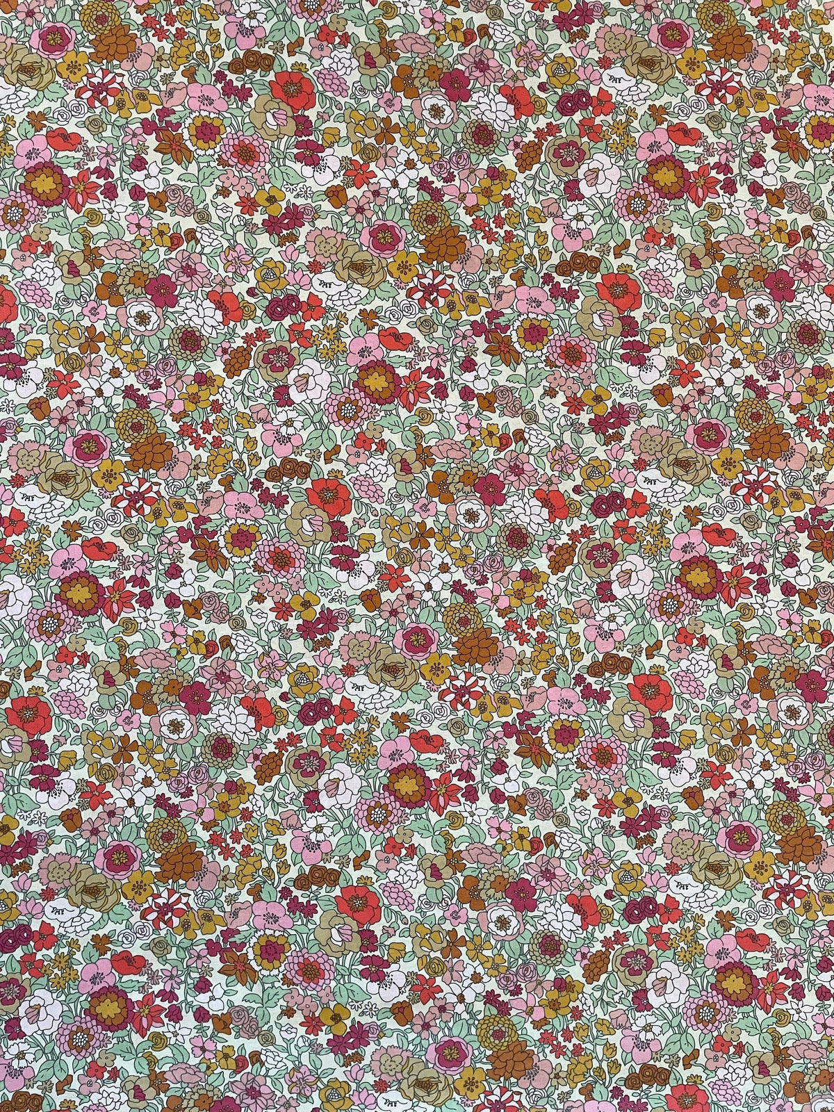 Sunwell - Bold Blooms Cotton Lawn - Cream Pink Orange