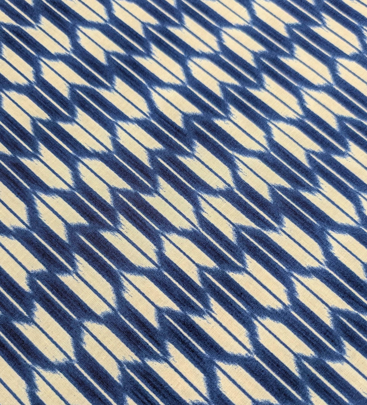 Sevenberry - Arrow Printed Shibori-Style Collection Cotton Fabric - Medium Blue and White