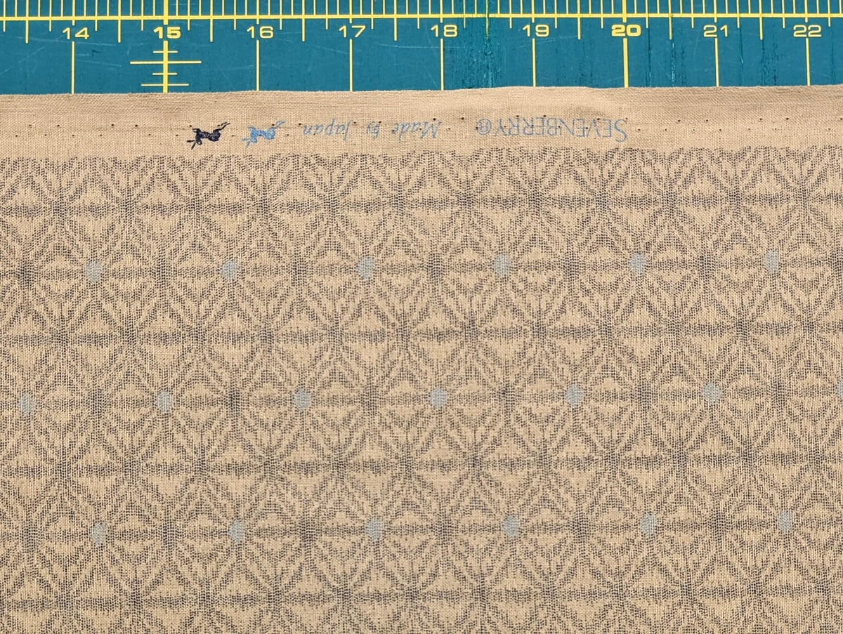 Sevenberry - Printed Ikat Asanoha Variation Stars in Beige and Gray Cotton Fabric - Beige Gray