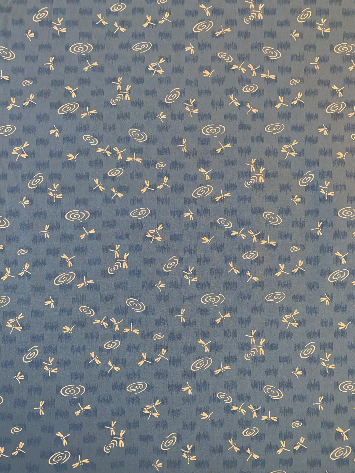 Dragonflies at the Water's Edge in blue Japanese cotton fabric 3030-4B