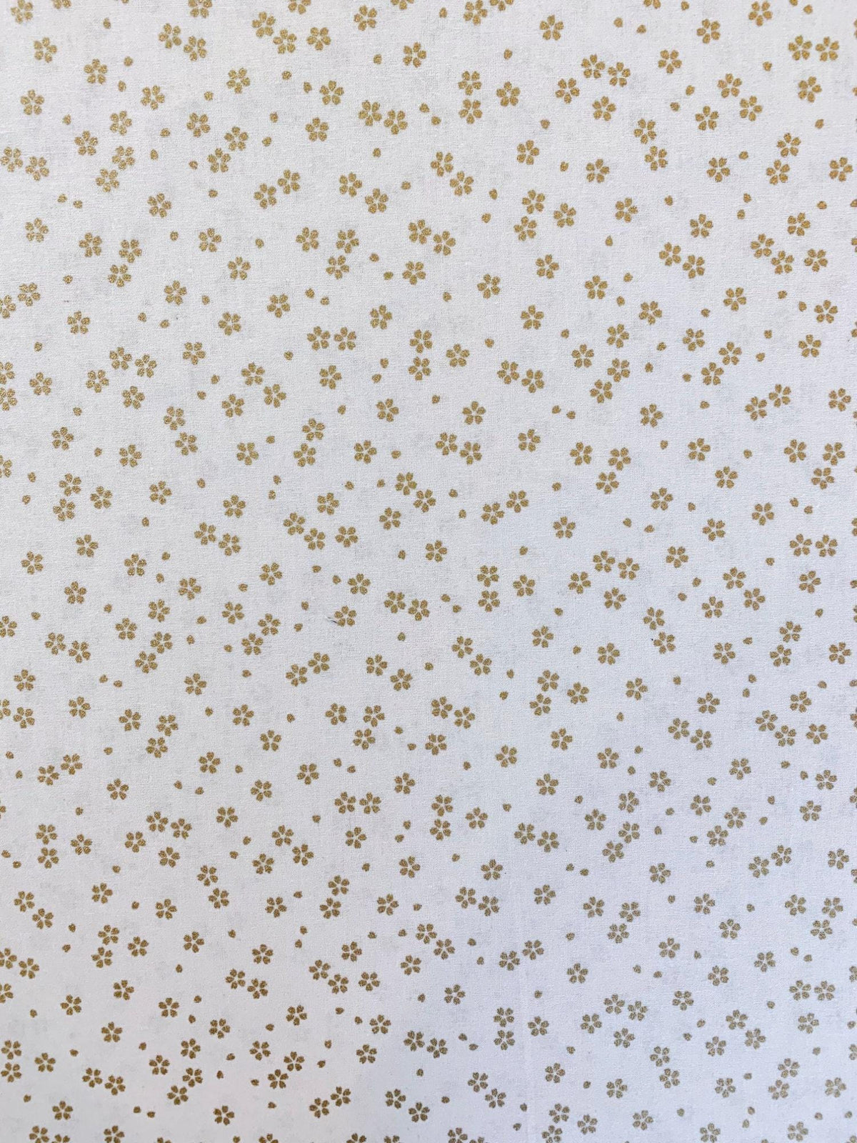 Sevenberry - Golden Cherry Blossoms Cotton Fabric - White