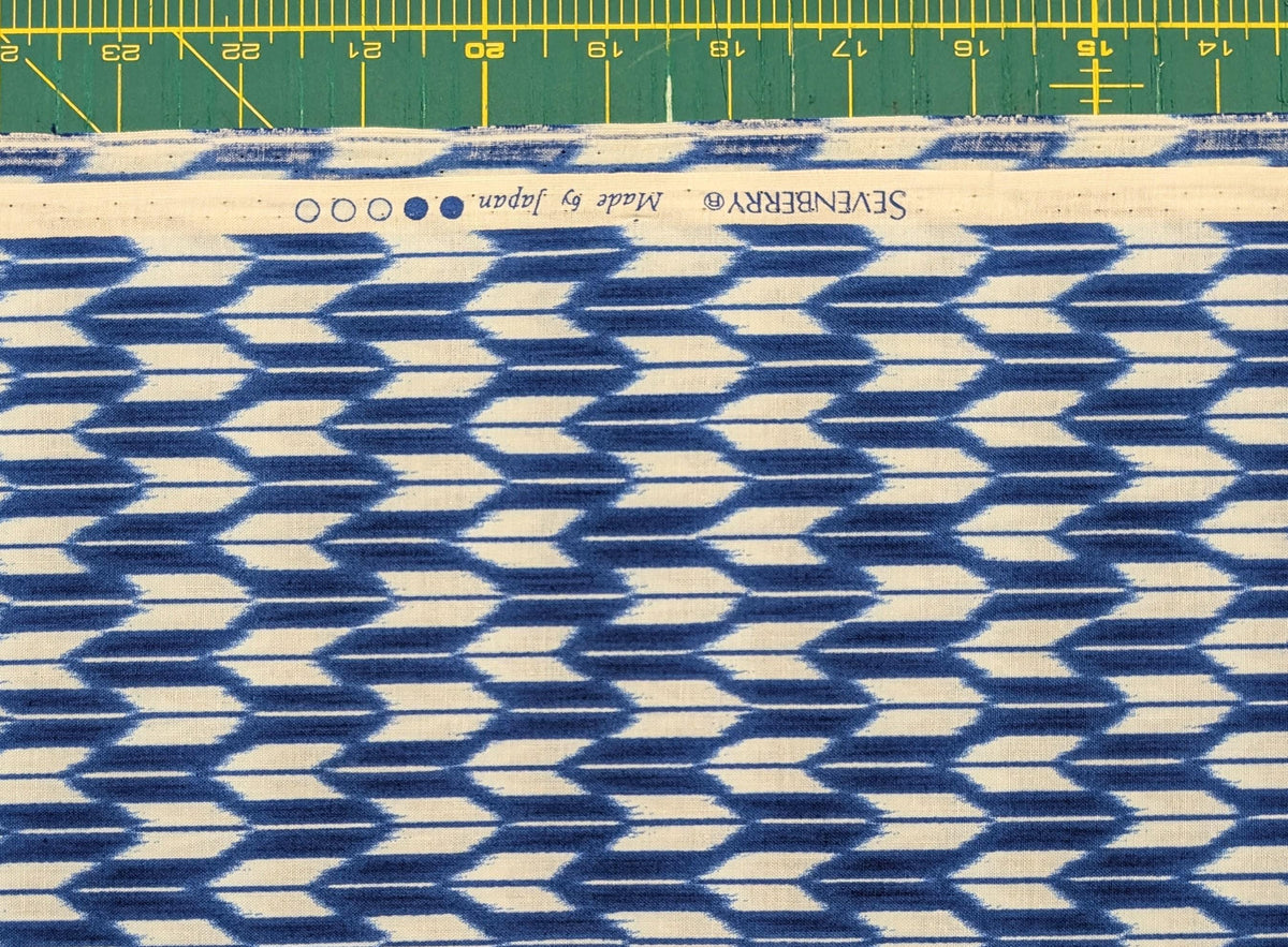 Sevenberry - Arrow Printed Shibori-Style Collection Cotton Fabric - Medium Blue and White