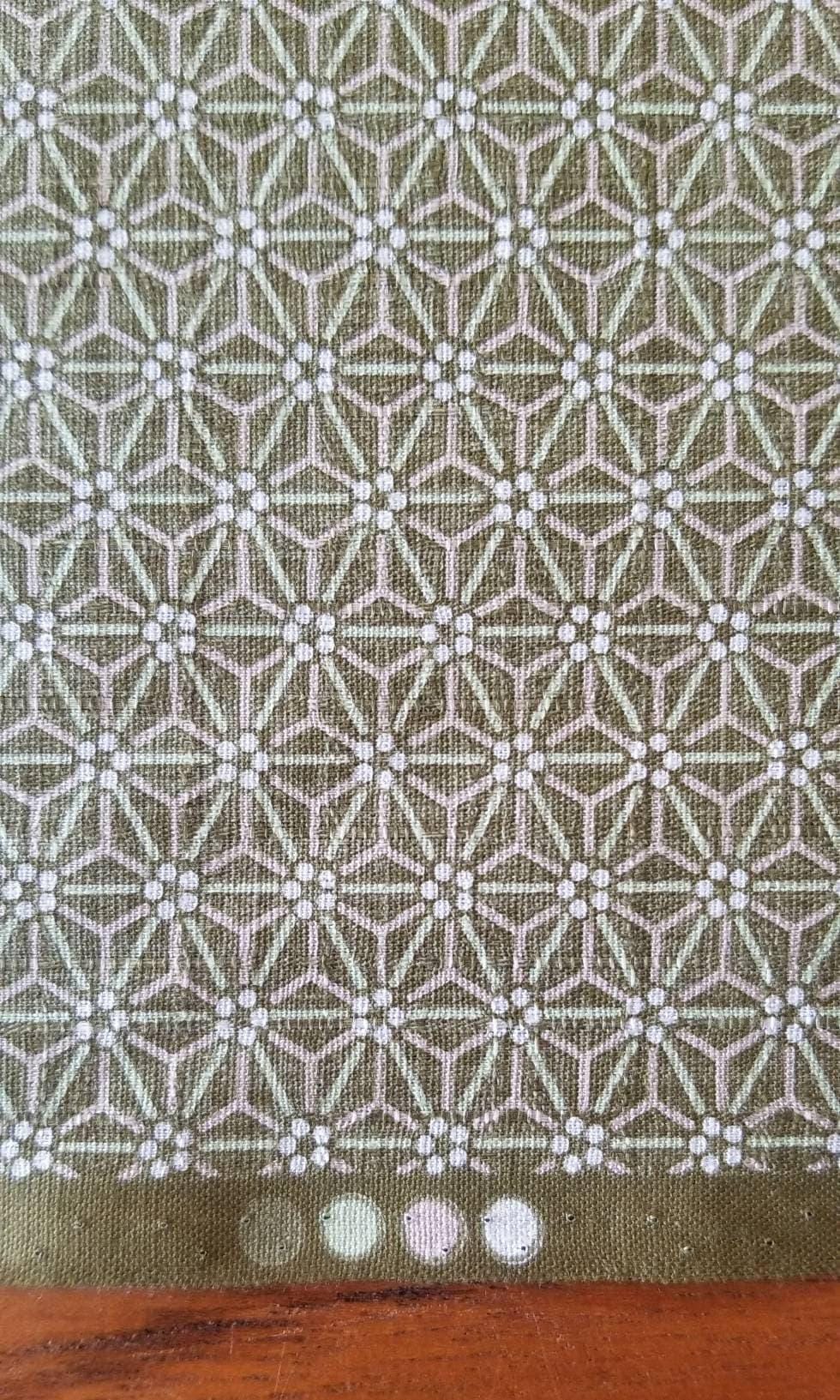 Morikiku Asanoha Hemp Leaf Star Japanese cotton dobby fabric M17000-E18 sage green