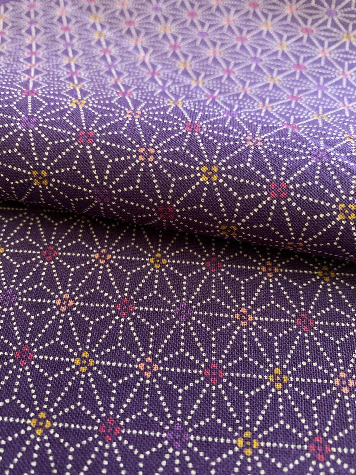 Sevenberry - Dotted Asanoha Stars Cotton Fabric - Purple