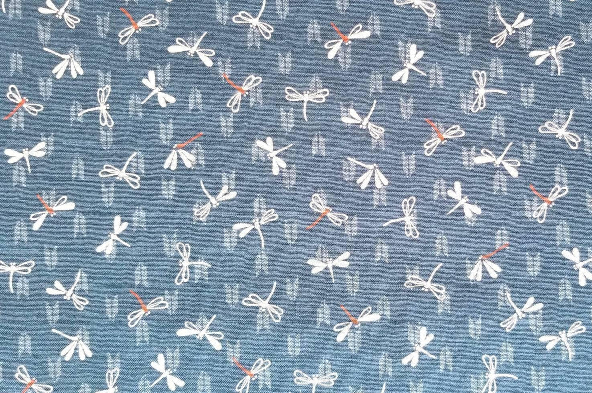 Sevenberry - Dragonflies with Arrows Cotton Fabric - Light Blue