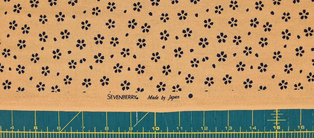 Medium Cherry Blossom Sakura Sevenberry Japanese cotton fabric 88220-5-2 beige blue