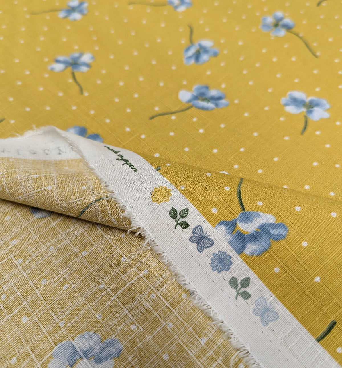 Koizumi - Polka Dotted Poppies Cotton Dobby - Yellow