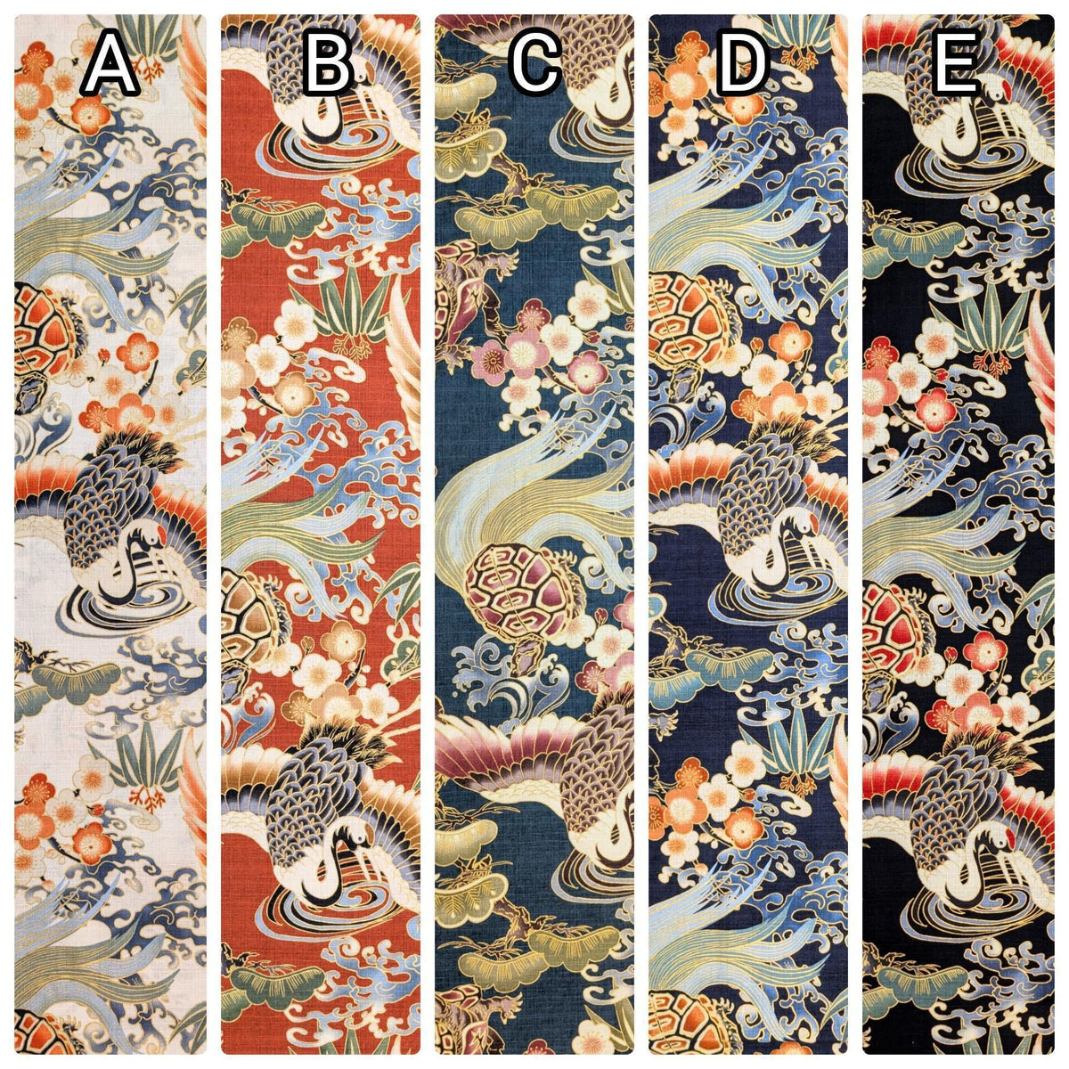 NEW Golden Crane & Minogame Hokkoh Japanese cotton dobby fabric 1025-100-5 D dark navy