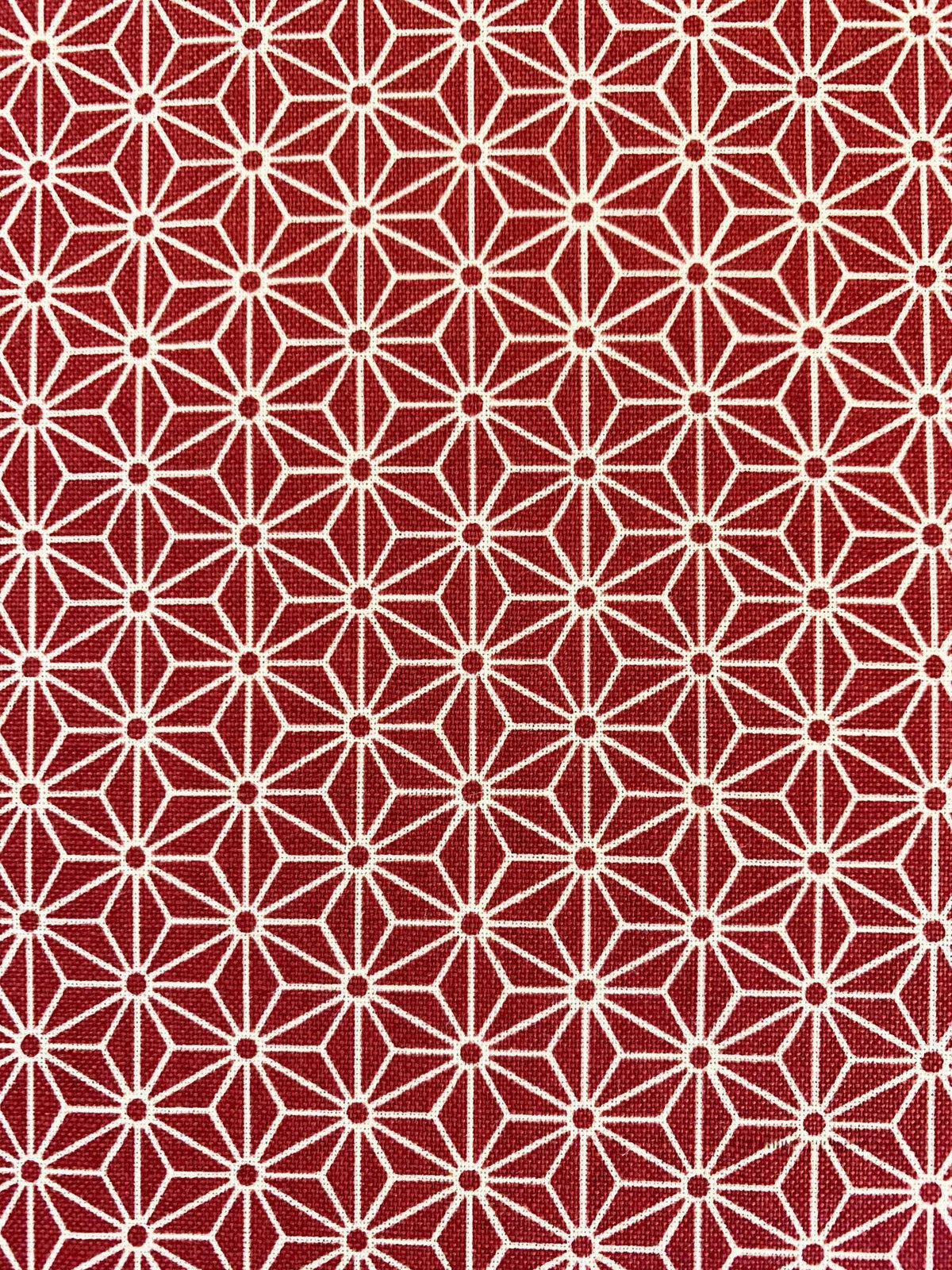 Sevenberry - Small Asanoha Stars in Beige on Red Cotton Fabric - Beige Red