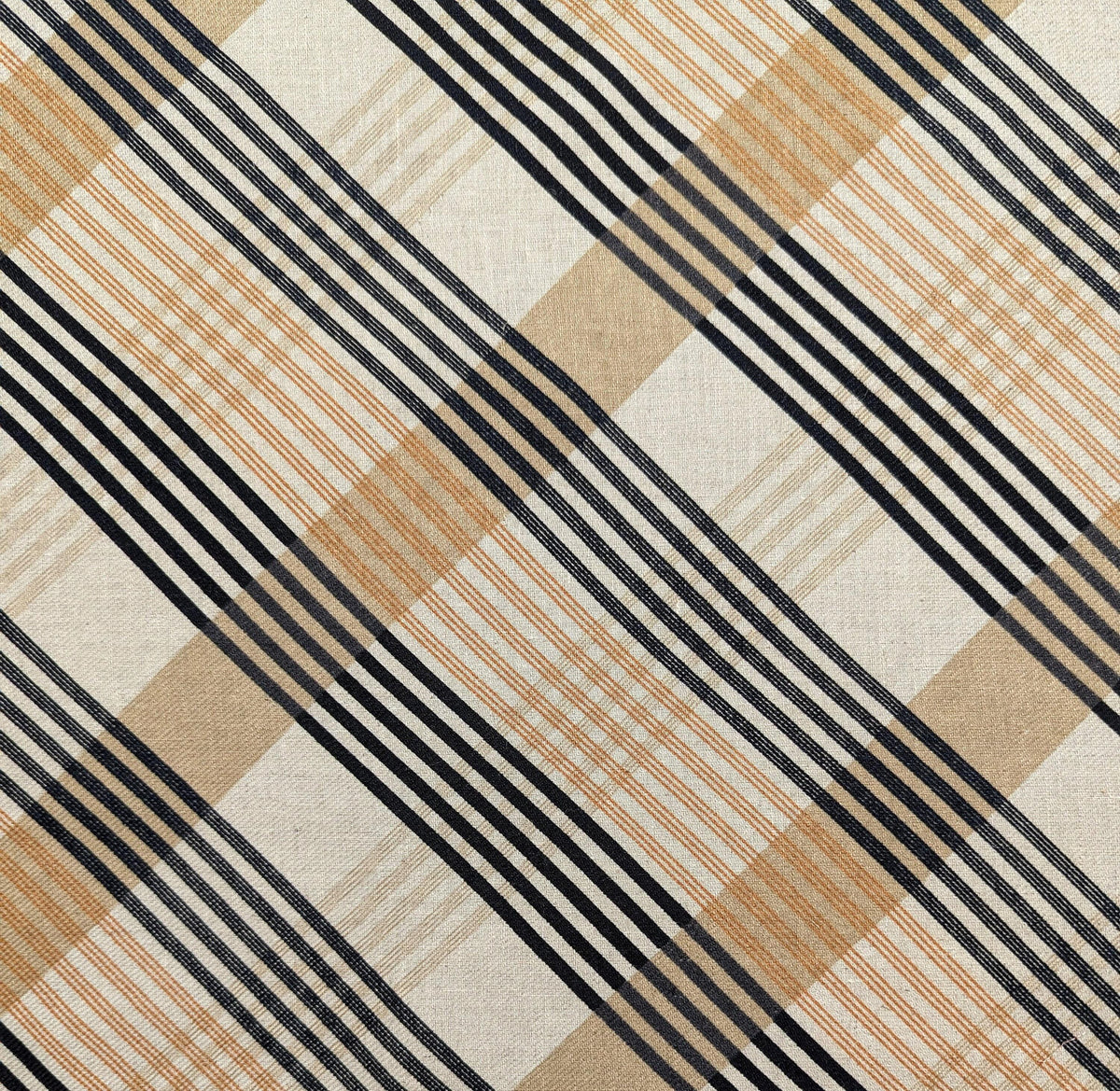 Kokka Plaid Stripe Japanese cotton linen fabric NFA-60460-C yellow