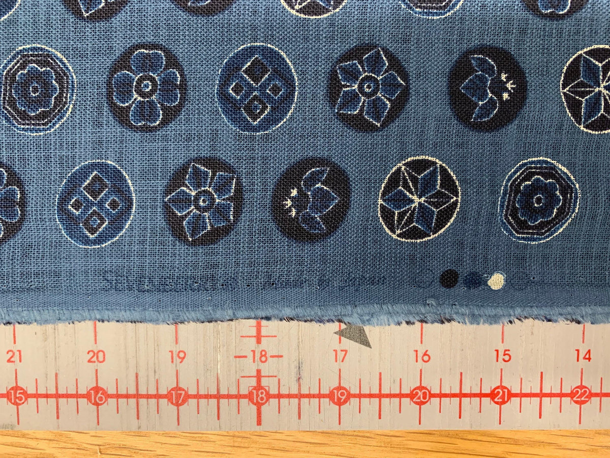 Sevenberry - Vintage Crests Cotton Fabric - Medium Blue