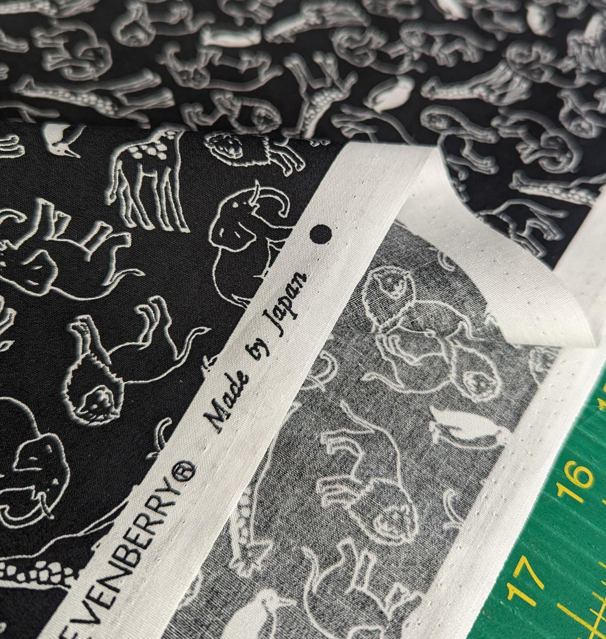 Sevenberry - African Animals Cotton Fabric - Black