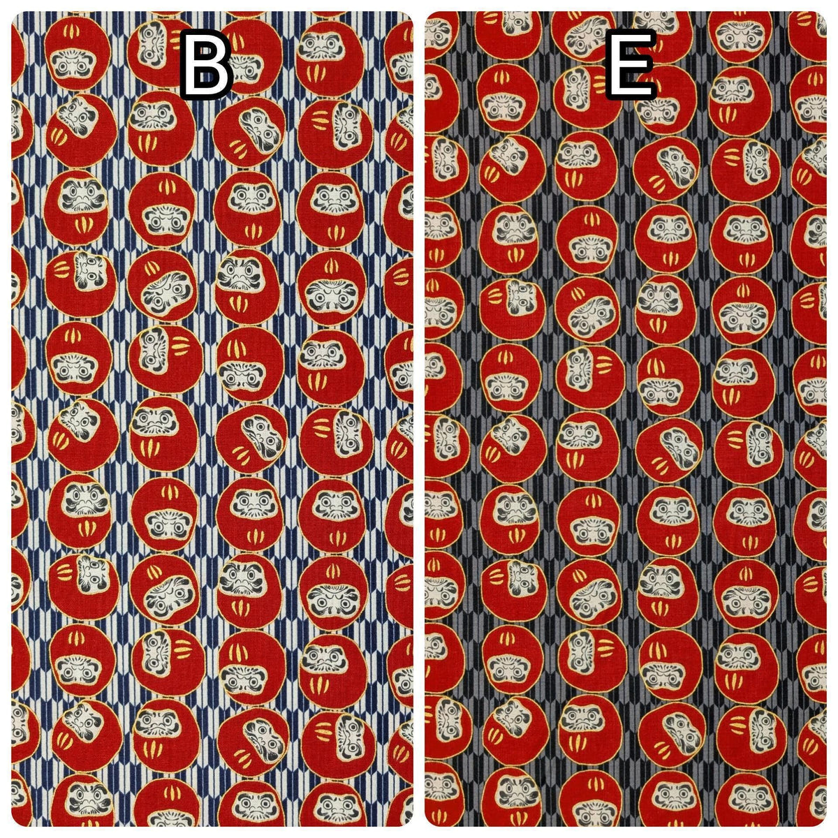 Hokkoh - Yagasuri Daruma Cotton Fabric - Gray and Black