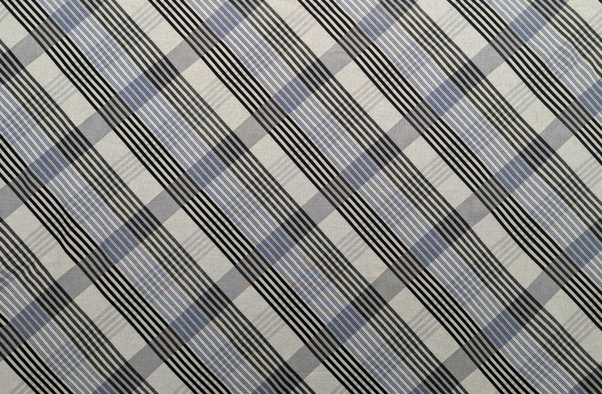 Kokka - Plaid Stripe Cotton/Linen Fabric - Blue