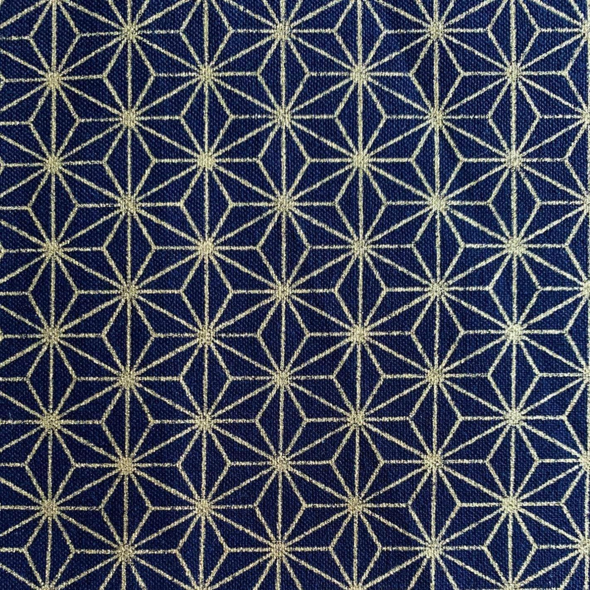 Sevenberry - Golden Asanoha Stars Cotton Fabric - Blue