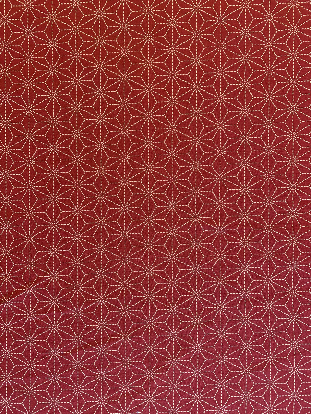Sevenberry - Sashiko Stars Cotton Fabric 麻の葉 Asanoha - Red Beige