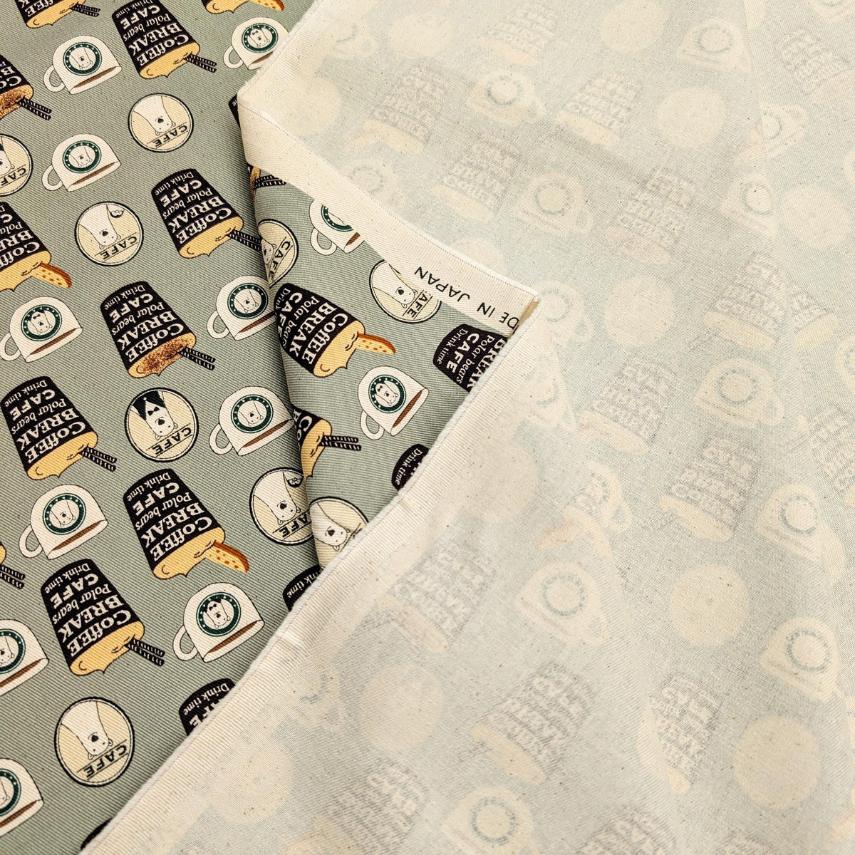 NEW Polar Bear Cafe Kobayashi Japanese cotton oxford twill fabric KTS-7066 D green