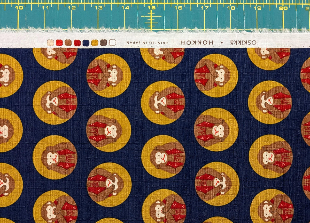 Hokkoh - Three Wise Monkeys Cotton Dobby - Navy Blue