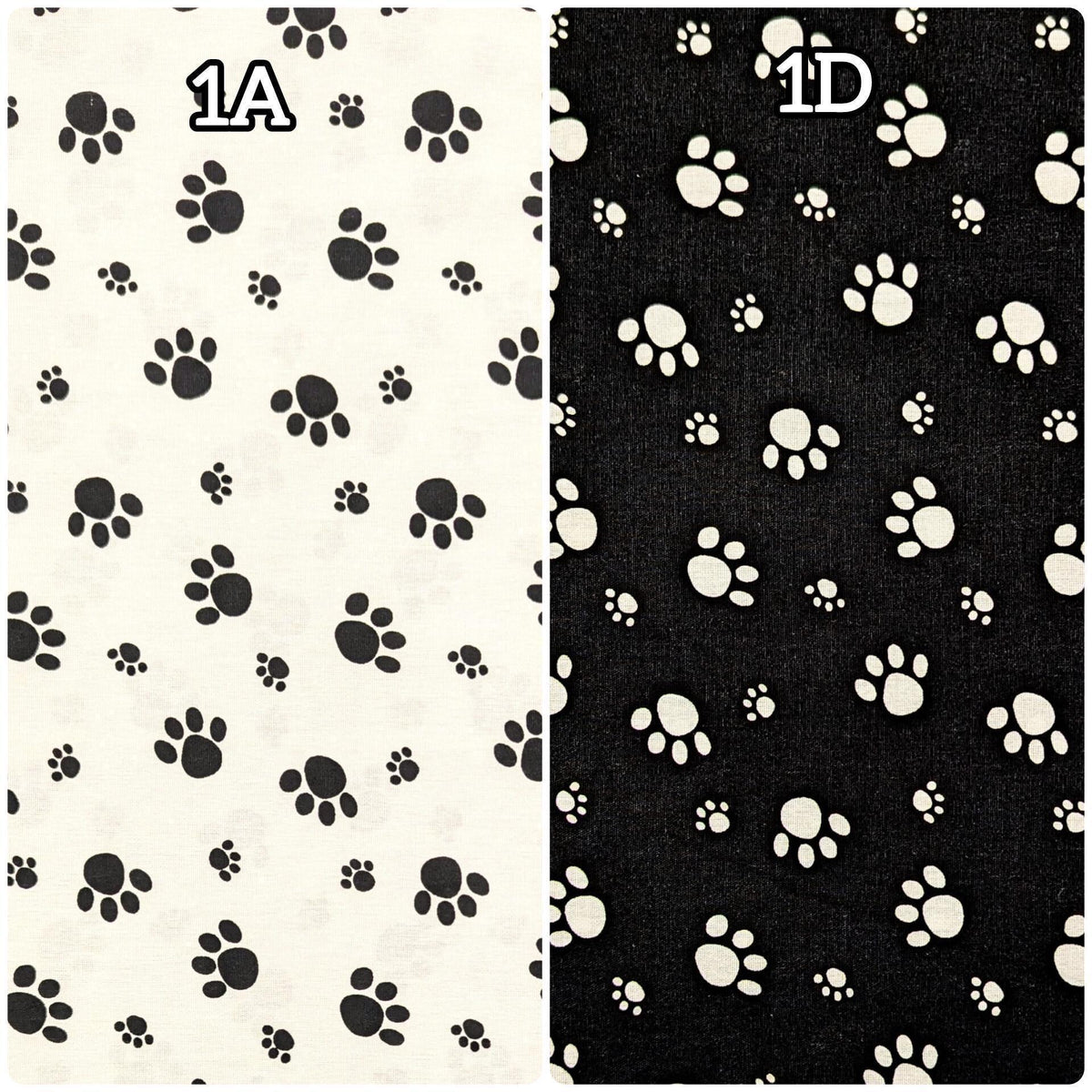 Koyama - Paw Prints Cotton Fabric - Black