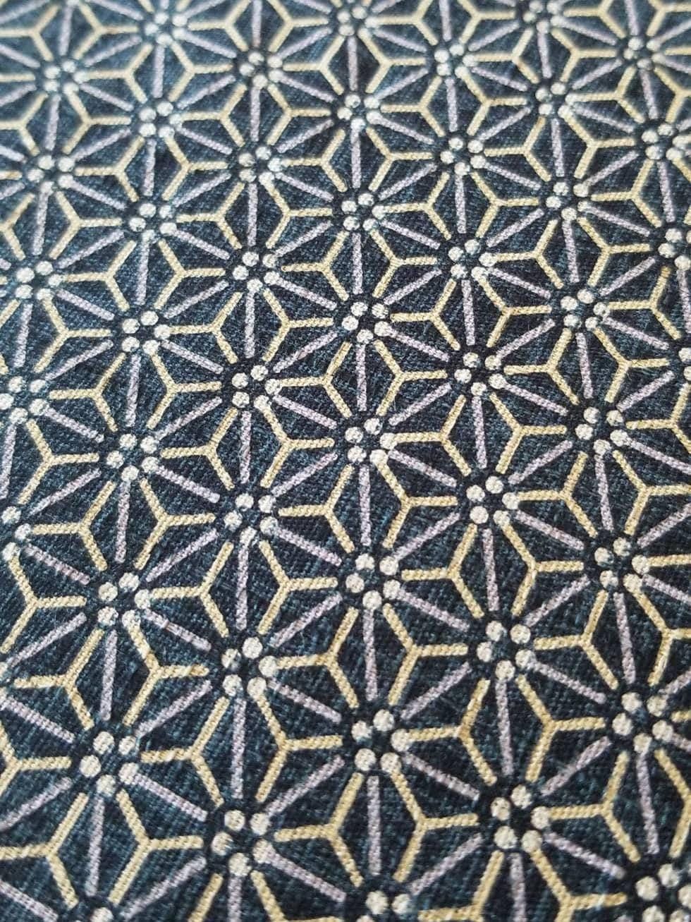 Morikiku - Asanoha Hemp Leaf Star Cotton Dobby - Blue