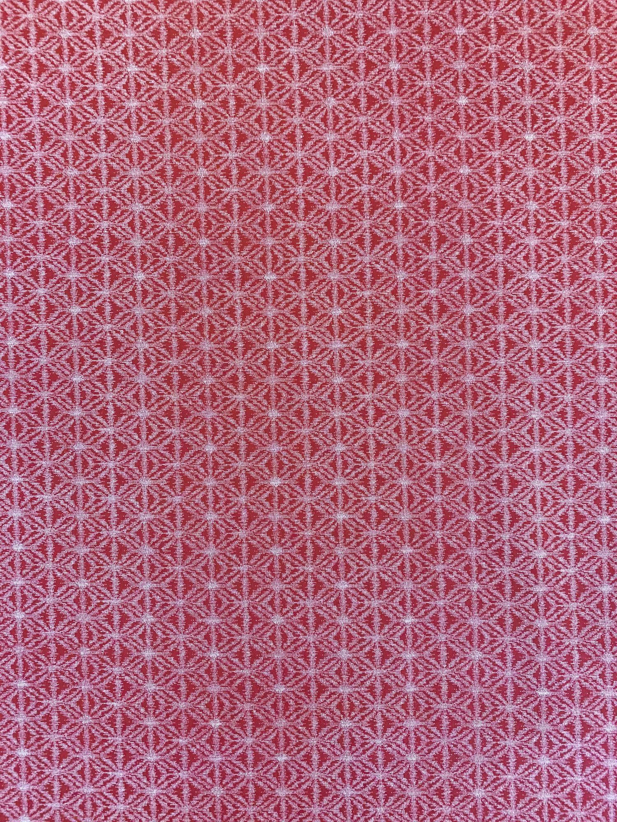 Sevenberry - Printed Ikat Asanoha Variation Stars in Red and White Cotton Fabric - Red White