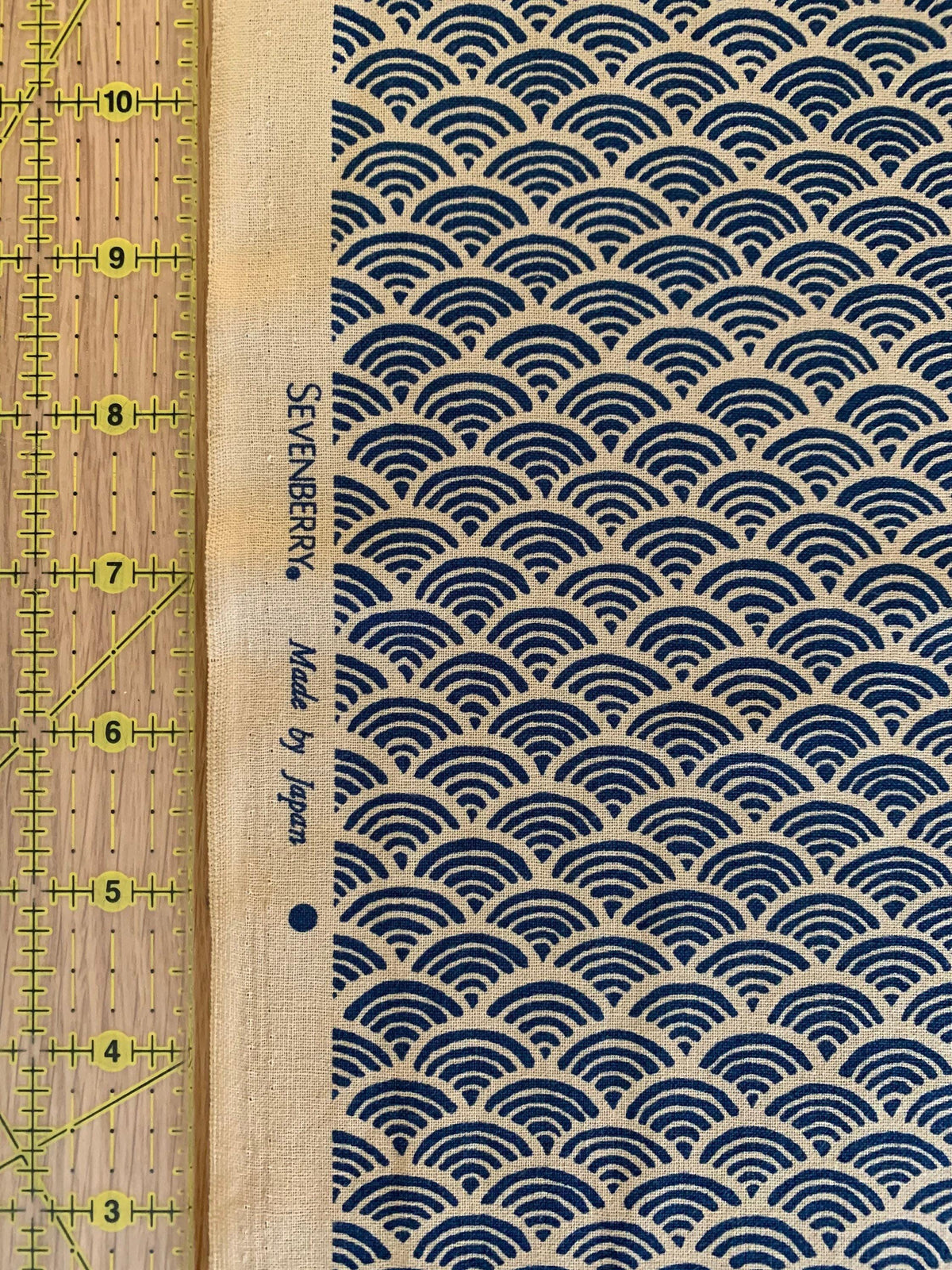 Sevenberry - Waves Cotton Fabric - Beige Blue
