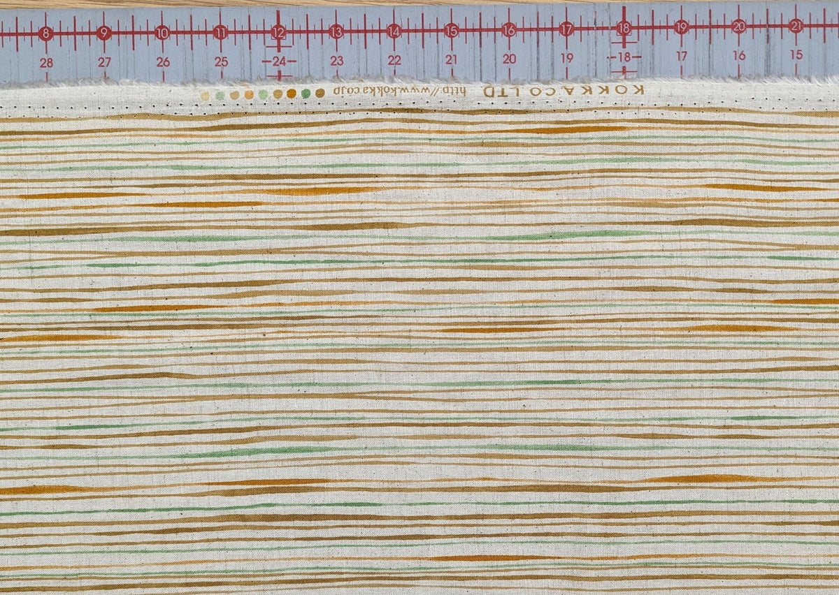 Kokka - Watercolor Stripe Cotton/Linen Fabric - Orange