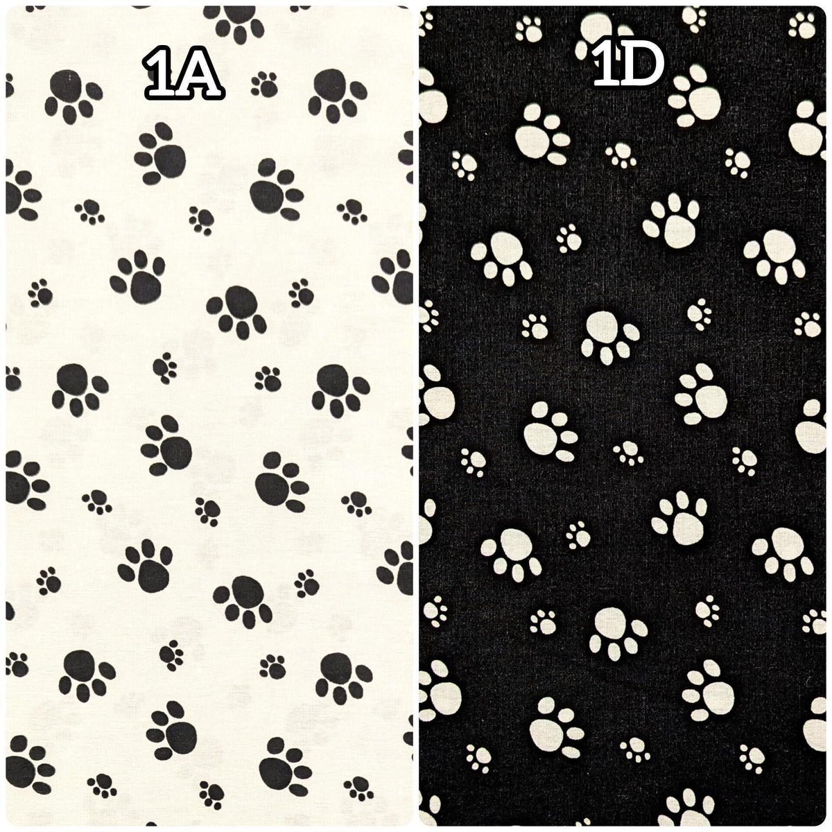 Koyama - Paw Prints Cotton Fabric - White