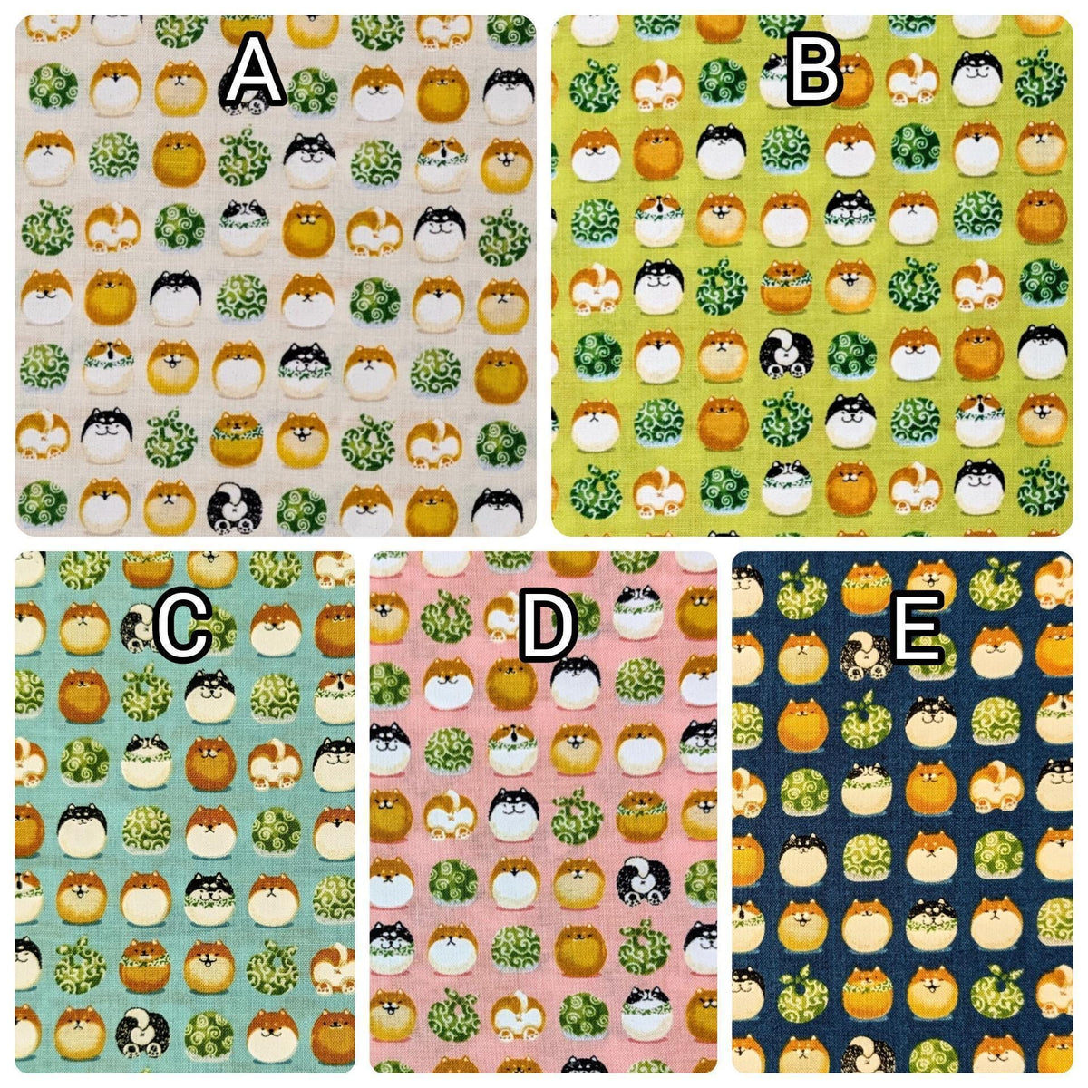 Senyo - Shibas With Furoshiki Cotton Fabric - Lime Green
