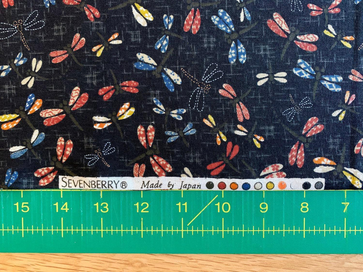 Sevenberry - Patchwork Dragonflies Cotton Fabric - Black