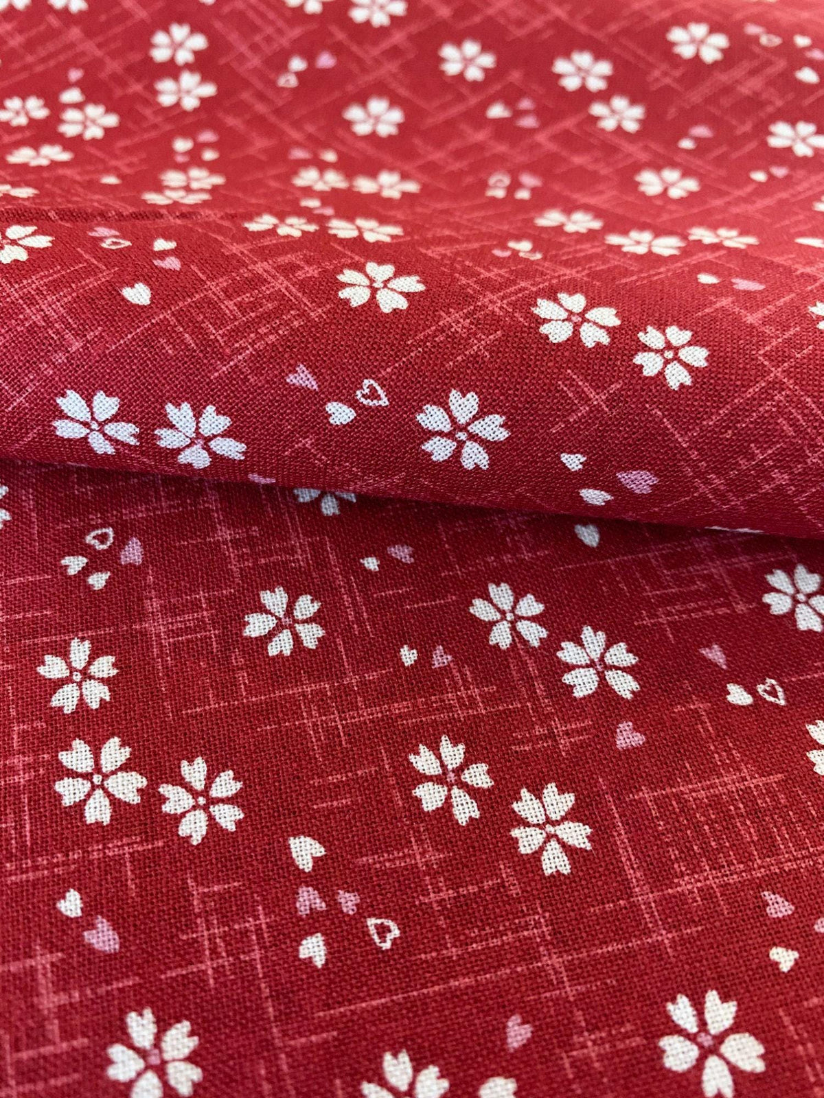 Sevenberry - Tiny Cherry Blossoms Cotton Fabric - Red
