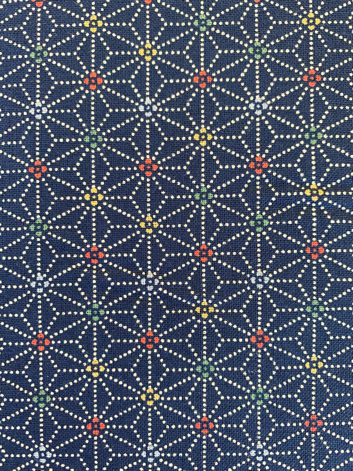 Sevenberry - Dotted Asanoha Stars Cotton Fabric - Navy Blue