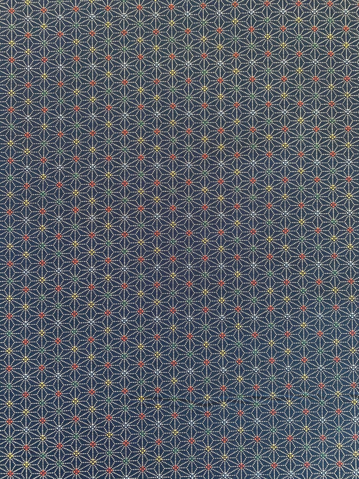 Sevenberry - Dotted Asanoha Stars Cotton Fabric - Navy Blue